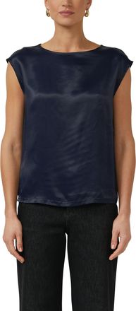 s.Oliver Black Label Rundhalsshirt S.OLIVER BLACK LABEL, Damen, Gr. 34, navy, Web, Obermaterial: 95% Baumwolle, 5% Elasthan, unifarben, regular fit normal, Rundhals, Shirt