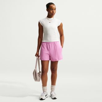 Nike Womens Nike Sportswear Chill Terry Mid-Rise French Terry Shorts in Purple | II3980-503