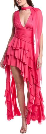 Alice & Olivia Alice + Olivia Holly Asymmetrical Ruffle Maxi Dress