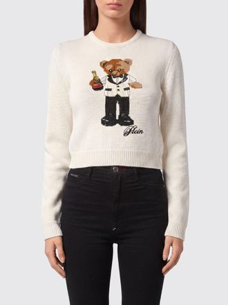 Philipp Plein Maglia girocollo slim fit in misto lana con stampa Teddy Bear