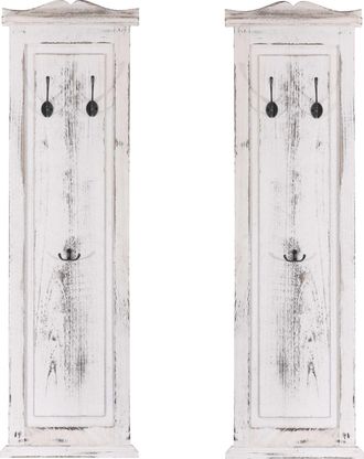 Hhg Hhg - Nunca Usado] Lote De 2 Percheros T33, Perchero De Pared, Panel Perchero, Ganchos De Pared Madera 109x28x4cm, Blanco Shabby