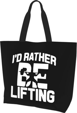 AOOEDM ID Rather Be Lifting Ladies Canvas Tote Reusable Shopping Bag