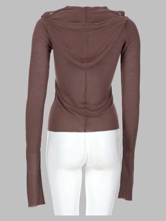 Rick Owens Hooded Cropped Ribbed Viscose-Silk T-Shirt