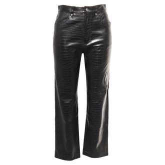 BOSS Boss Croc-Embossed Straight-Leg Trousers in Black Faux Leather