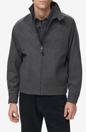 Mango Wool Blend Melton Jacket in Grey at Nordstrom, Size Large