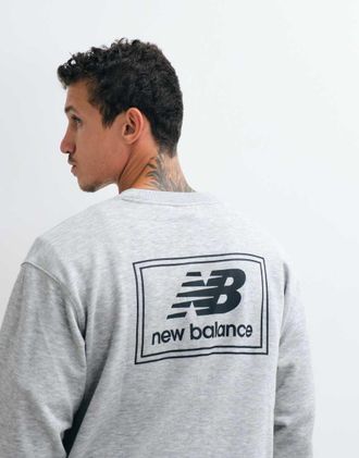 New Balance felpa con grafica e etichetta tessuta grigia-Grigio