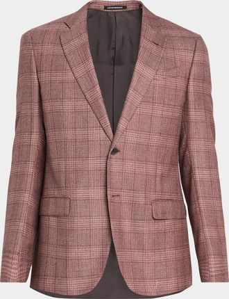 Emporio Armani Men & apos;s Wool and Silk Plaid Single-Breasted Sport Coat
