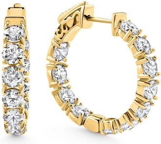 Pompeii3 3 3/4Ct Diamond Inside Outside Hoops 14k Gold 1 Lab Grown Womens Earrings