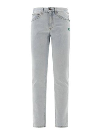 Off-white Mens Designer Jeans In Light Indigo
