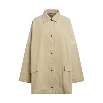 Toteme Single-Breasted Coats, female, Beige, Size: S Cord Overshirt Jacket