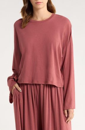 Lunya Organic Pima Cotton Long Sleeve Lounge T-Shirt in Mull Maple at Nordstrom, Size X-Large