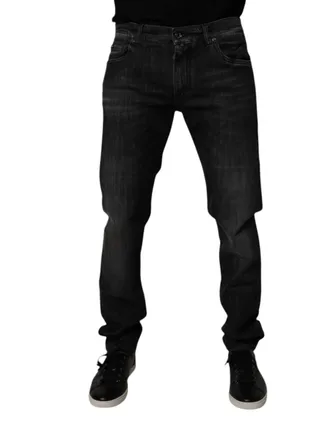 Dolce & Gabbana Dark Gray Washed Cotton Skinny Men Denim Jeans Elastane Clothing