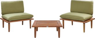 Beliani Beliani - Conjunto De Jard&iacute;n 2 Plazas De Madera De Acacia Certificada Con Cojines Color Verde Oliva Frascati
