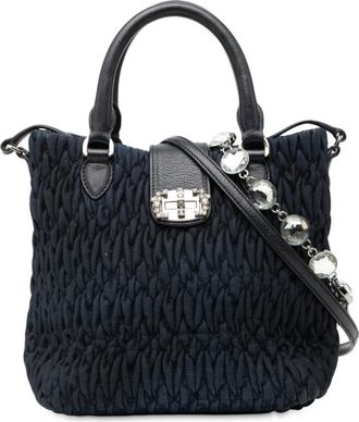 Miu Miu Borsa a tracolla in denim matelass&eacute; con cristalli 2010-2025 - Blu