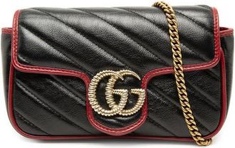 Gucci Pre-owned Gucci Super Mini GG Marmont Matelasse Leather Torchon Flap Crossbody Ladies L35XIZUISRKHB1WQ