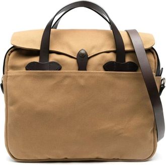 Filson Tassen, Heren, Bruin, ONE Size, Katoen, Bruine Katoenen Bum Bag met Leren Afwerking