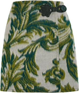 Etro Jacquard Wool-blend Mini Wrap Skirt - Multi Print - 42 (UK10 / S)