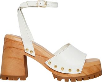 Steve Madden Ocala Heeled Sandal White Leather OCAL01S1-110 Womens