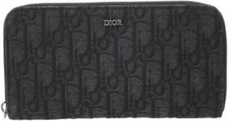 Dior Black Cotton Long Wallet (Bi-Fold) (Pre-Owned)