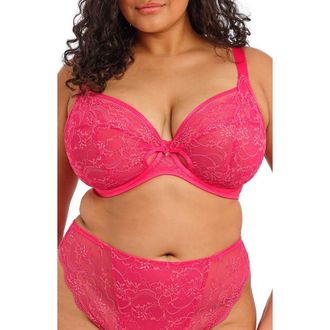 Elomi Darcie Full Figure Underwire Plunge Bra in Azalea at Nordstrom, Size 38Hh