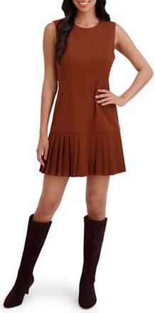 London Times Sleeveless Drop Waist Pleated Dress in Cedar Brown at Nordstrom Rack, Size 6P