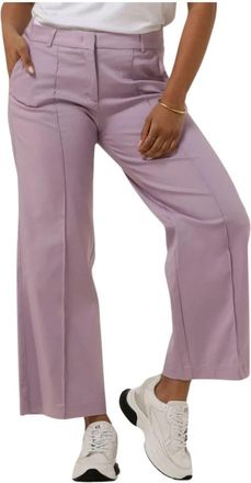 Summum Klassieke Stretch Broek met Wijde Pijpen - Dames - Wijde Broeken - Paars - XS - Broeken