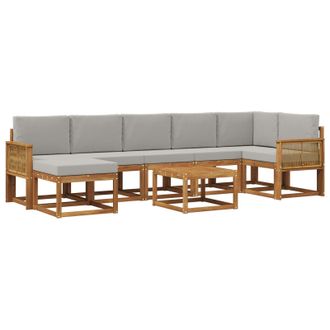 vidaXL Conjunto De Sof&aacute;s De Exterior 8 Pcs Natural Y Gris Claro Vidaxl