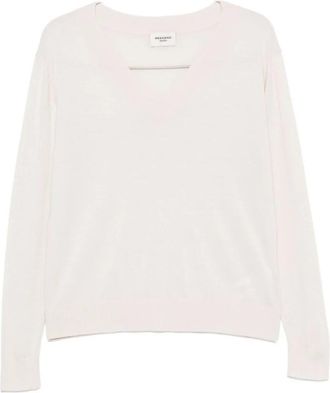 Max Mara Trui met V-hals van wol- zijde en kasjmier - Dames - V-hals truien - Wit - S - Wol - Truien & Vesten