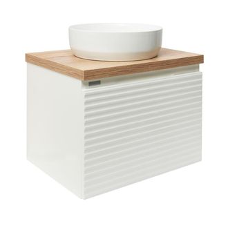 Puma Naturel - Mueble De Ba&ntilde;o Bajo Lavabo Savona 118x43x44,8 Cm, Blanco Brillante, Tablero De Roble Halifax (savona60biddh)