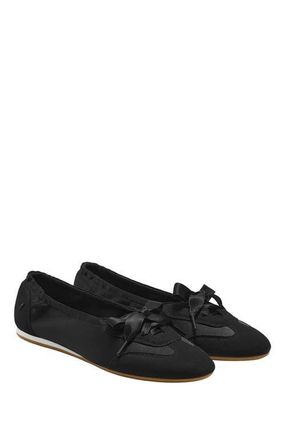 Vivaia Round-Toe Satin Sneakerina in Black at Nordstrom, Size 6.5