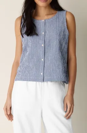 Eileen Fisher Crinkled Stretch Organic Cotton Vest in Light Dive at Nordstrom, Size Medium P