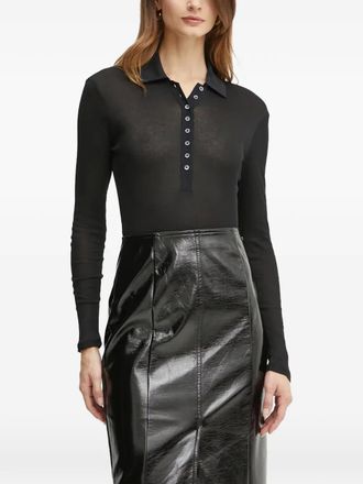 Pinko long-sleeve polo-collar body - women - Fabric - M - Black