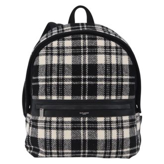 Saint Laurent City Printed Wool Black Wool Backpack Bag (Pre-Owned)