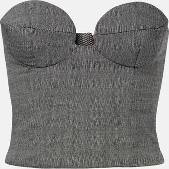 Magda Butrym Herringbone wool-blend bustier top