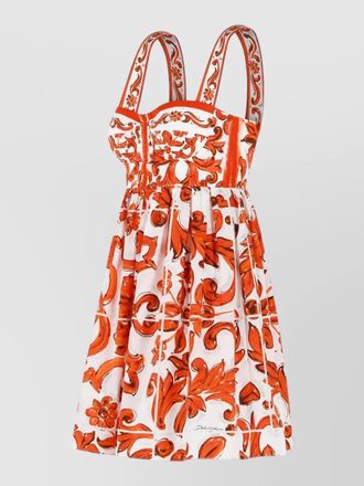 Dolce & Gabbana short dress majolica print cotton poplin