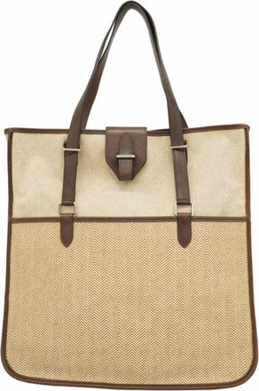 Herm&egrave;s Brown Canvas Tote Bag (Pre-Owned)