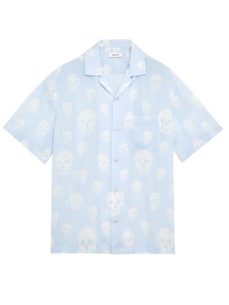 Alexander McQueen Light Blue Skull Print Shirt