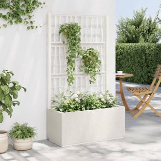 Berkfield Home Garden Planter with Trellis White 80x36x140 cm PP | Size: 80 x 36 x 140 cm