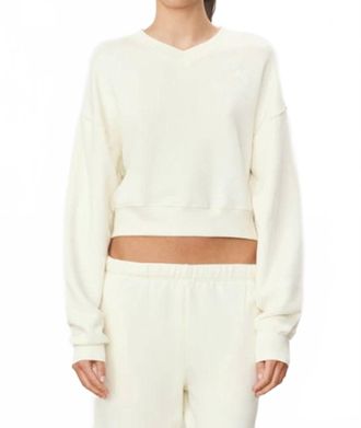 &Eacute;terne Cropped V-Neck Sweatshirt In Cream