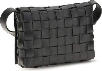 Bottega Veneta Mens Messenger Crossbody Bag Orto Black-Silver Black-Silver-Black Calf Leather Shoulder Black/silver/black