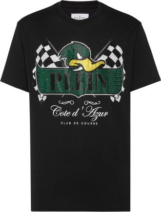 Philipp Plein T-Shirt Ronde Hals Eend - Heren - T-shirts - Zwart - 3XL - Katoen - Tops