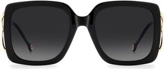 Carolina Herrera Her 56mm Square Sunglasses in Black/dark Grey Sf at Nordstrom