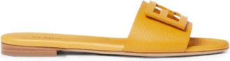 Fendi Tube Leren Slippers - Dames - Sandalen - Geel - 37 EU - Schoenen