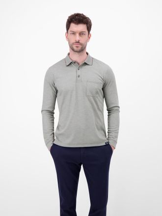 Lerros Langarm-Poloshirt LERROS, Herren, Gr. XXL, basalt grau, Single Jersey, Obermaterial: 52% Baumwolle, 48% Polyester, unifarben, normal h&uuml;ftbedeckend, Ru