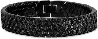 Esquire Mens Black Spinel Honeycomb Watch Band Bracelet in Black Ip Stainless Steel at Nordstrom Rack, Size 8.5