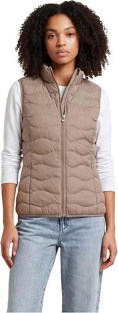 Emporio Armani Mouwloos Vest met Ronde Hals - Dames - Bodywarmers - Beige - S - Polyester - Jassen