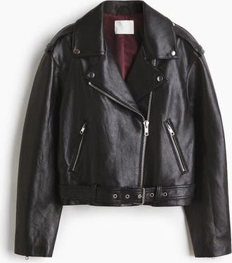 H&M Coated Biker Jacket in Black at Nordstrom, Size X-Small