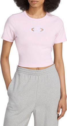 adidas Campus 2000 Back Cutout Rib Crop T-Shirt in Clear Pink at Nordstrom, Size Small