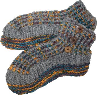 Gheri Mens Fleece Lined Multicolored Knitted Woolen Slipper Socks J