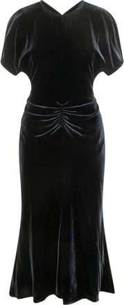 Victoria Beckham Bela Midi Jurk - Dames - Casual kleedjes - Blauw - M - Kleedjes
